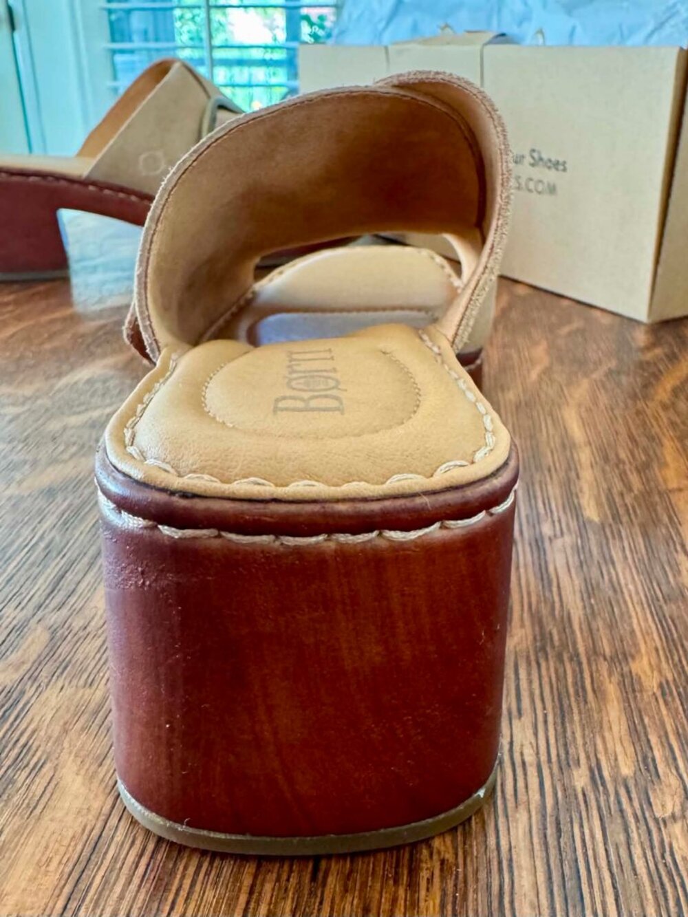 BORN Suede Leather Wedge Open-Toe Mule/Slides - Picture 8 of 16